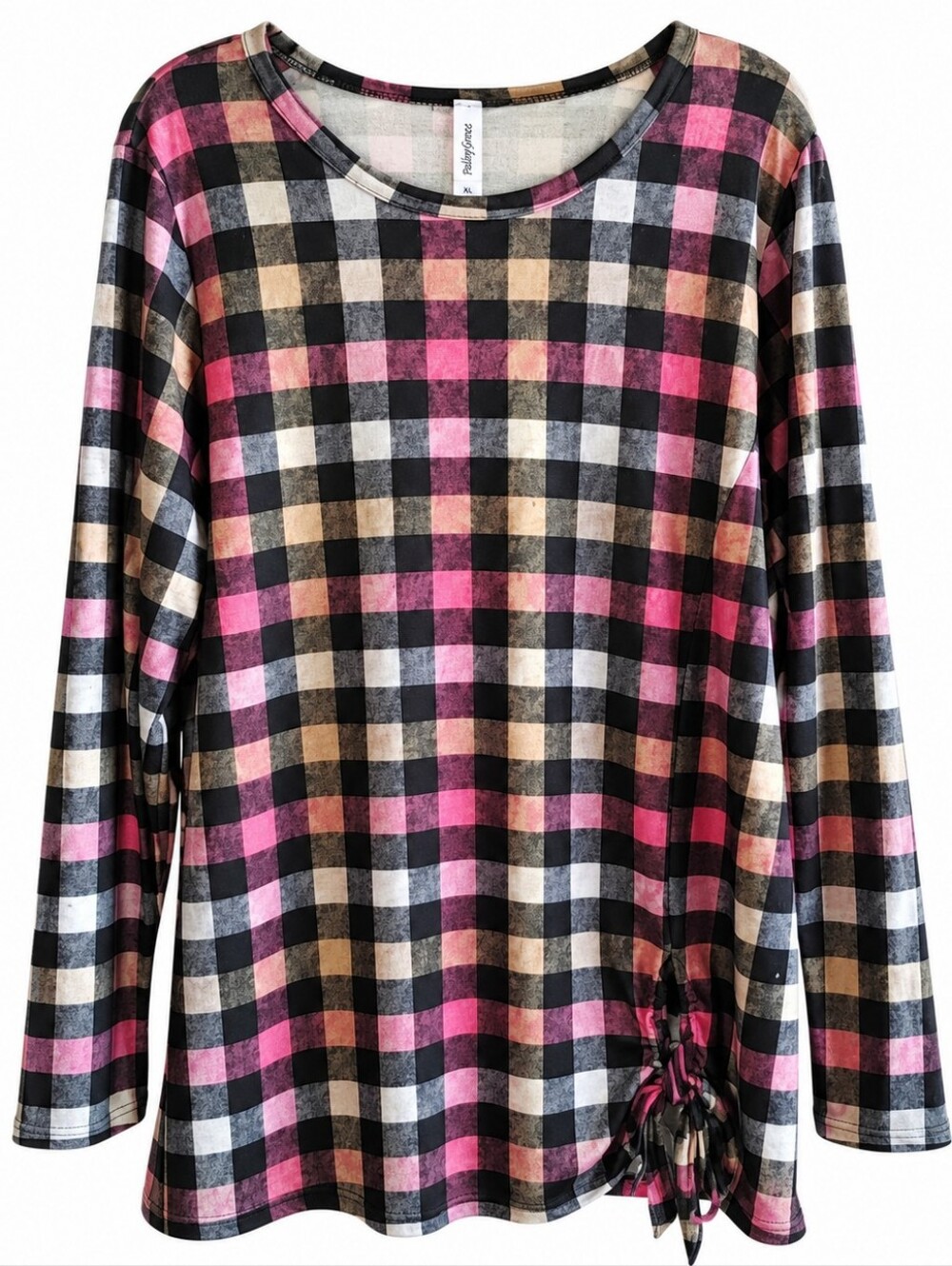 Paisley Grace Boutique Plaid Side Tie Tunic Top XXL 2X NWT Fall